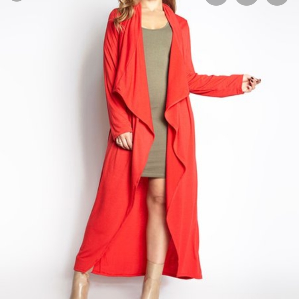 Plus size red duster jacket